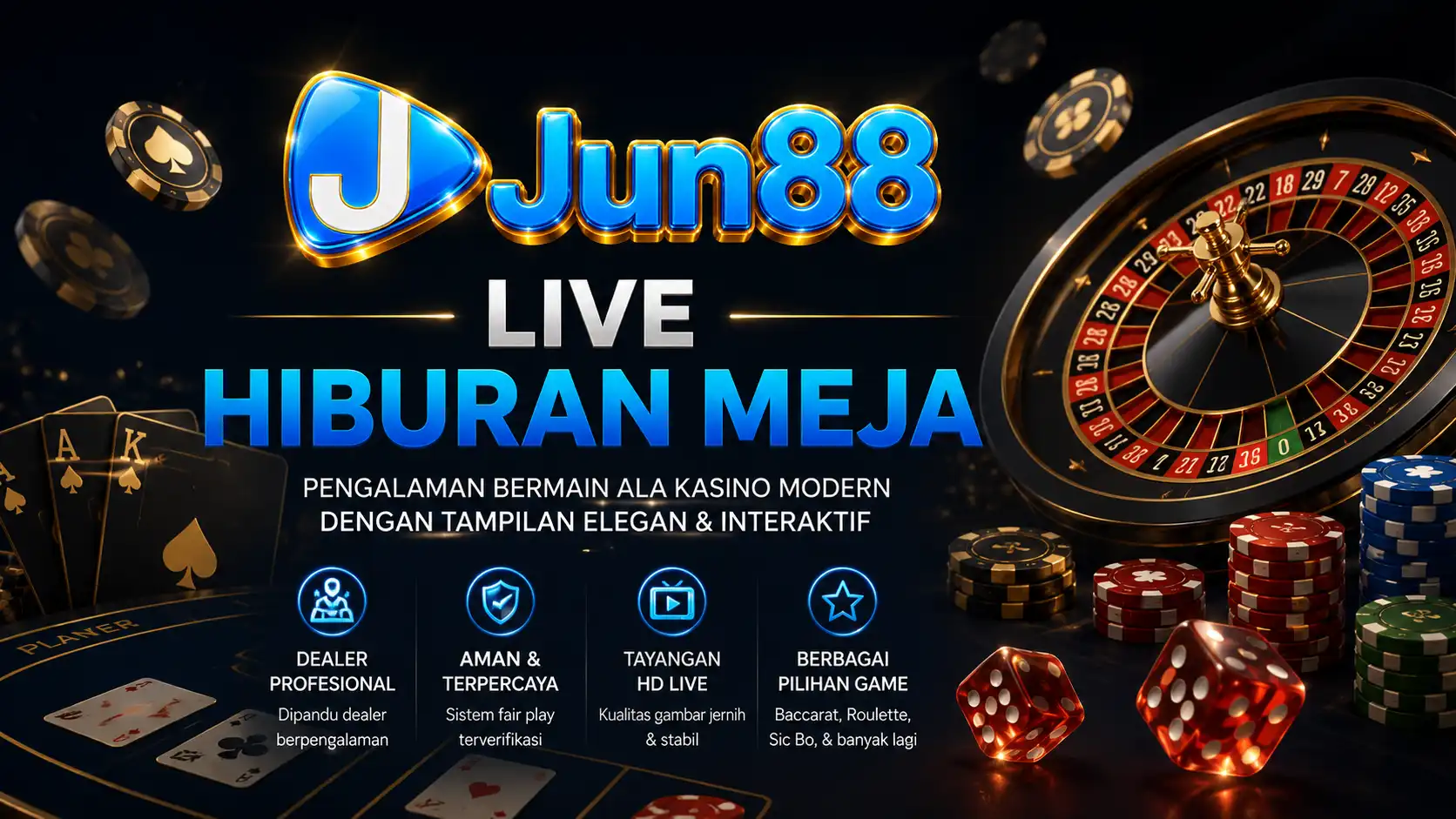Live hiburan meja Jun88 dengan dealer asli