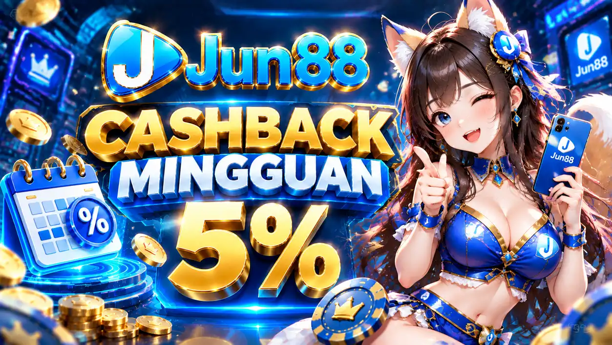 Banner promo cashback mingguan 5% Jun88